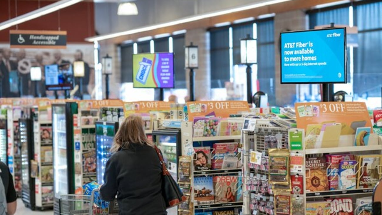 Grocery TV Front End messaging displays.