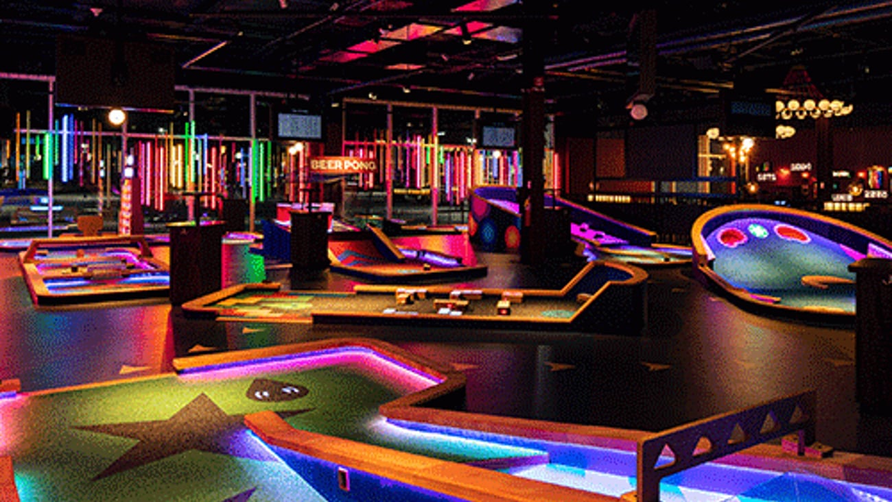 Puttschack destinations combines tech-infused mini-golf with food and drink in a high-energy environment.
