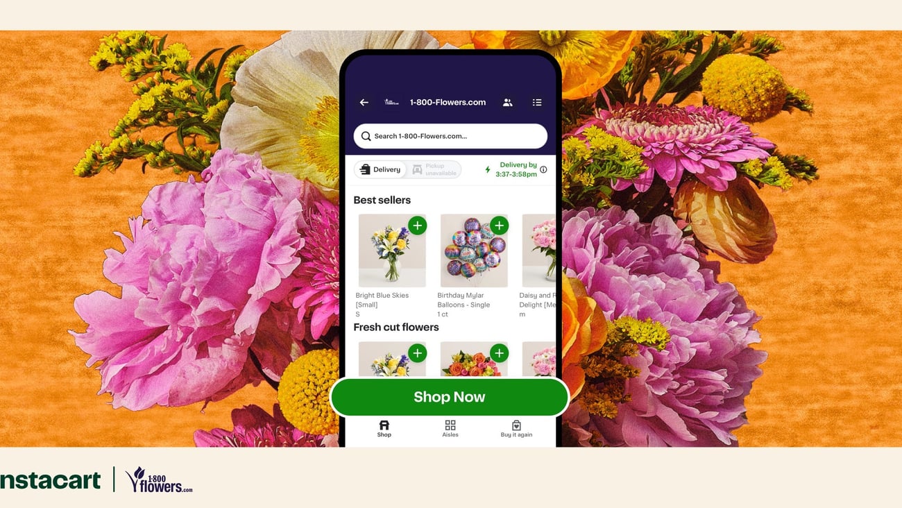 1-800-Flowers delivers via Instacart