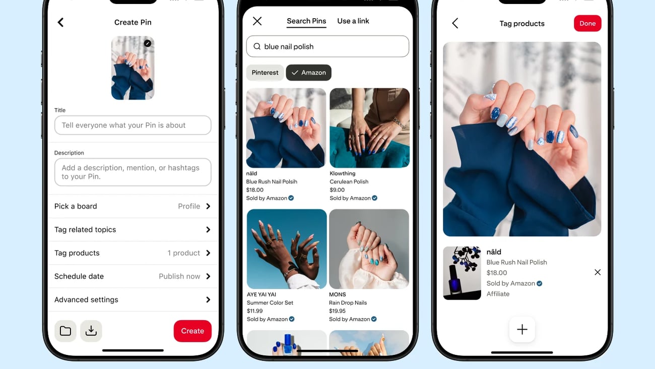 Pinterest - Amazon storefront app screens