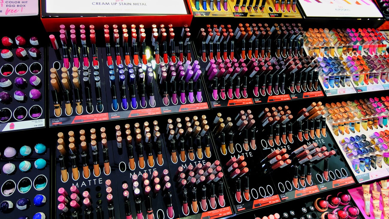 Bangkok THAILAND May 19, 2018:Lipsticks on a shelf in a Sephora Central Embassy.; Shutterstock ID 1098741980