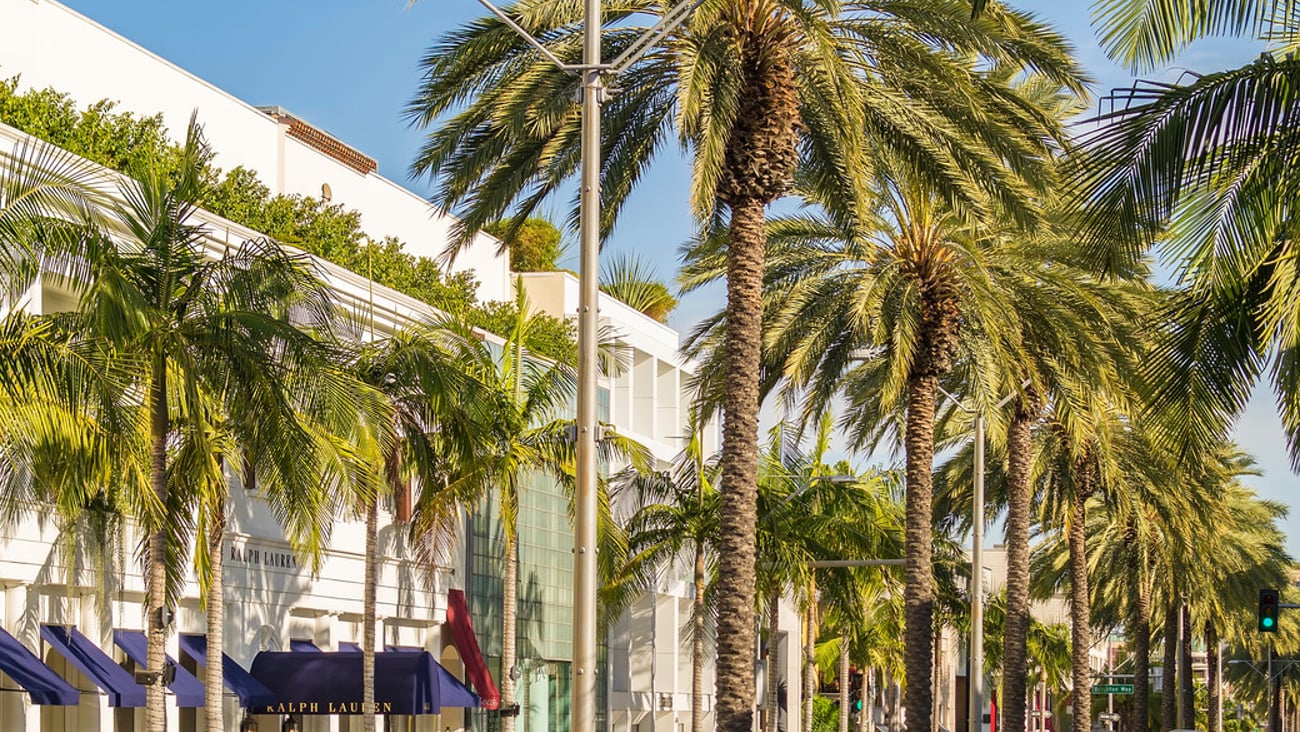 Los Angeles, California – September 26, 2017: Rodeo Drive, a Famous shopping district in Beverly Hills. ; Shutterstock ID 1185272545