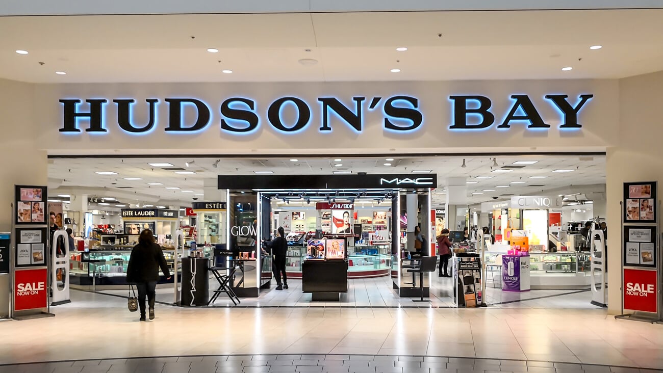 Markham, Ontario, Canada - March 13, 2019: Hudson's Bay store front in CF Markville Shopping centre in Markham, Ontario, Canada. The Hudson's Bay Company is a Canadian retail business group.; Shutterstock ID 1340618972