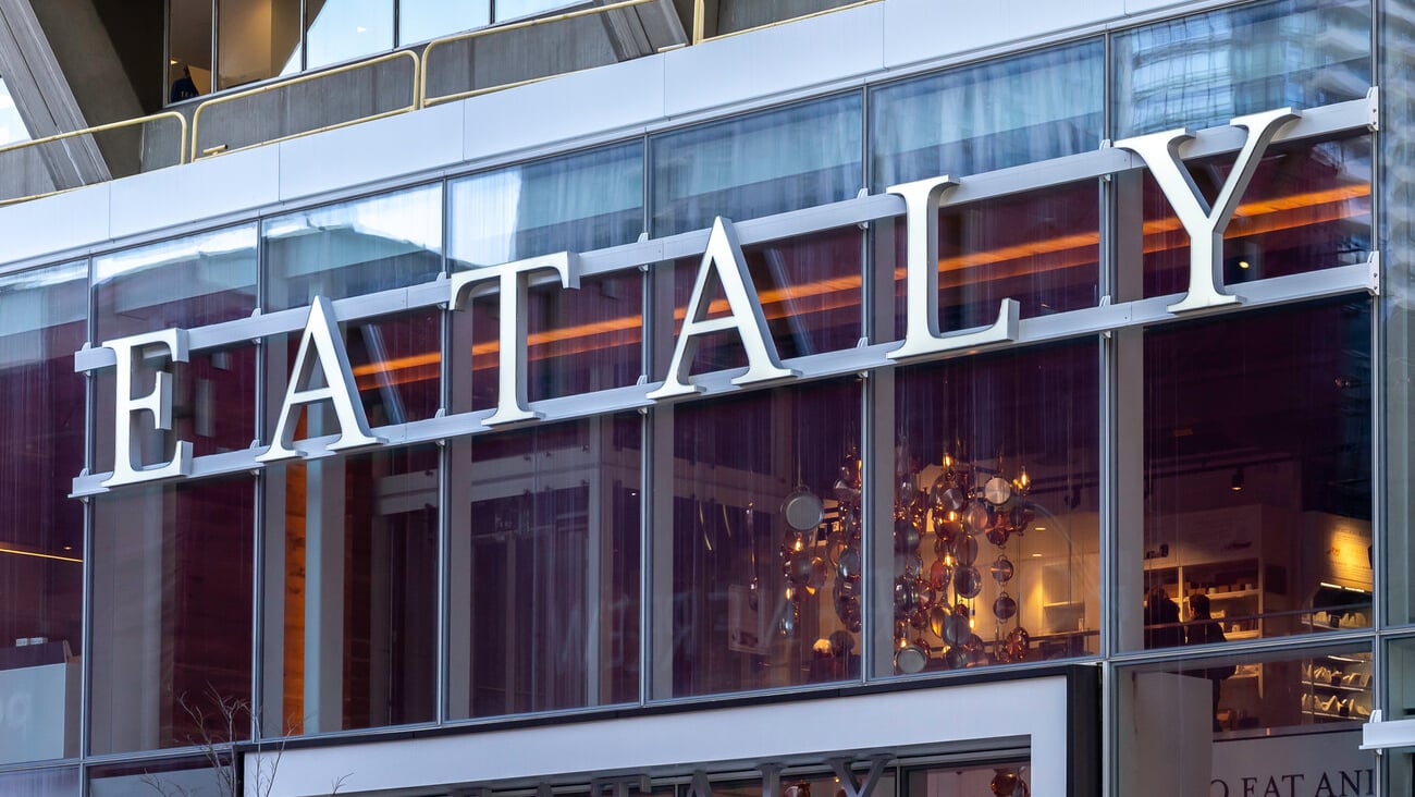 Toronto,  Canada - November 26, 2019: Sign of Eataly Toronto at Bloor and Bay in Toronto. Eataly is both a grocery store and a restaurant, part of a chain of Italian food emporiums. ; Shutterstock ID 1572710851