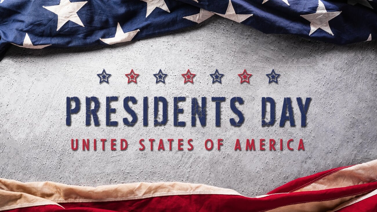 Happy Presidents day concept made from American flag and the text on dark stone background.; Shutterstock ID 2410208357