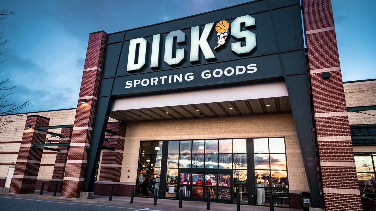 York, PA - December 30, 2016: Exterior of Dick's Sporting Goods retail store including sign and logo.; Shutterstock ID 553243510