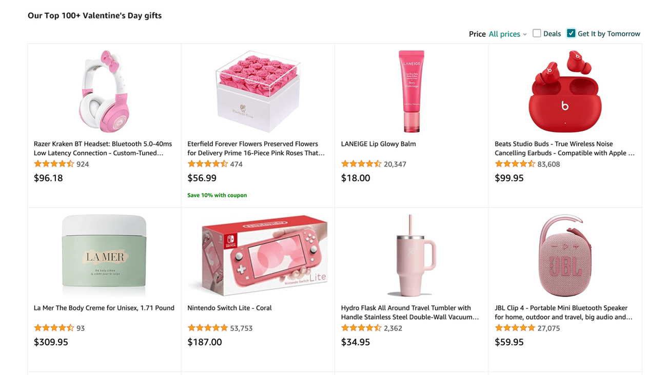 Amazon Valentines filter