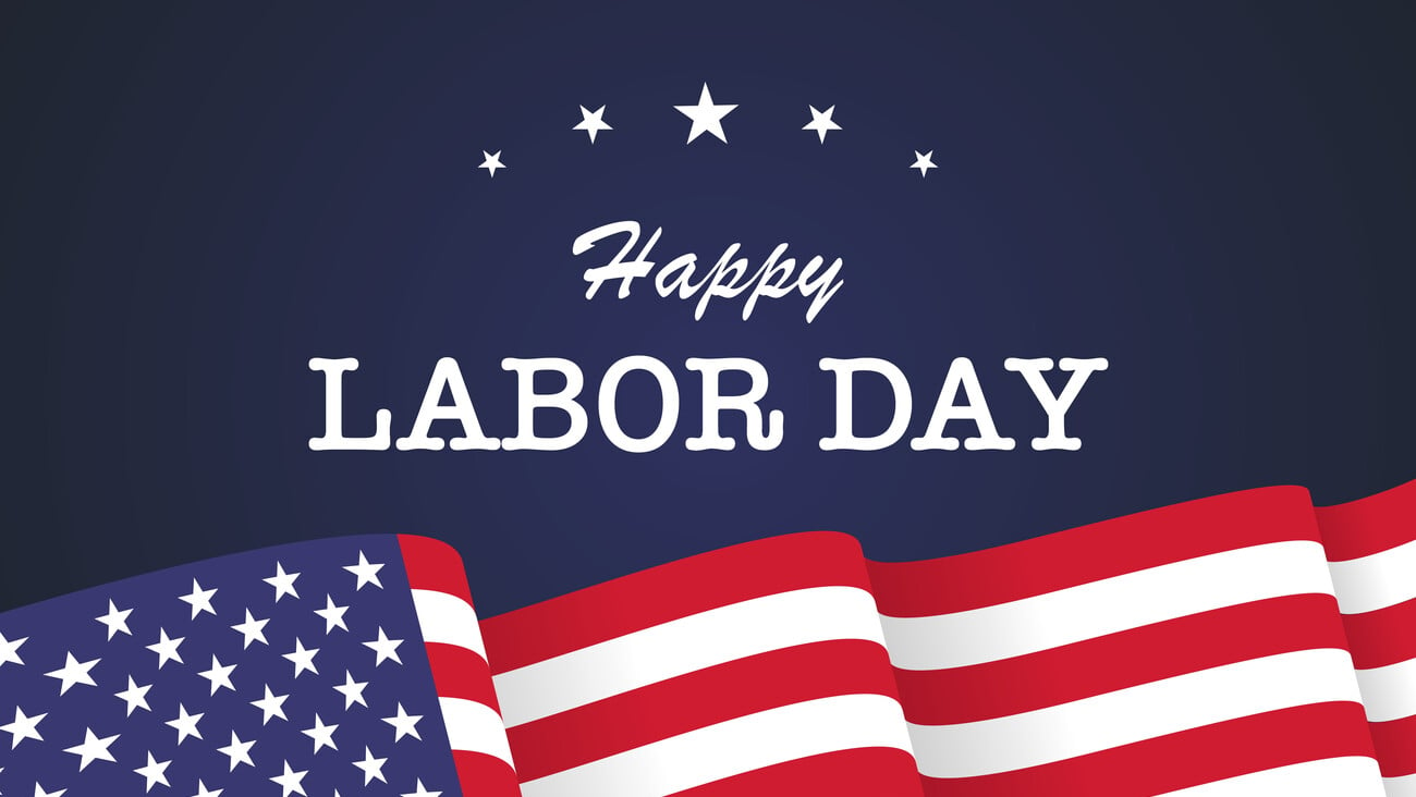 Happy Labor day vector illustration, Beautiful USA flag on blue background.; Shutterstock ID 2025777680