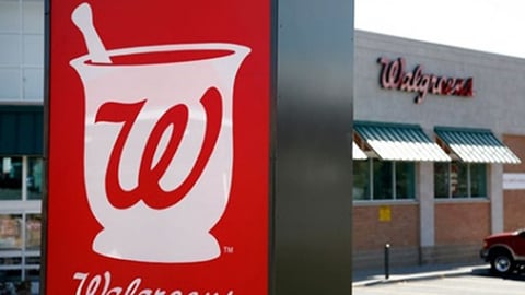 Exterior sign of a Walgreens store