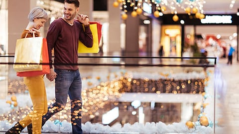 holiday shoppers in mall