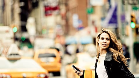 Woman with shopping bag in New york City