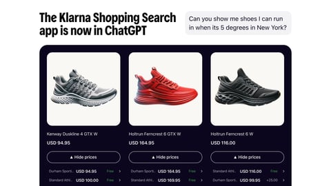 Klarna shopping search