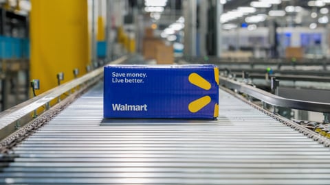 Walmart box on conveyor belt