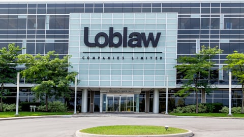 Brampton, Ontario, Canada- August 25, 2018: Entrance of Loblaws  Corporate Office Headquarters in Brampton. Loblaws Inc. is a supermarket chain with over 2,000 stores in Canada.; Shutterstock ID 1326984296