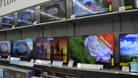 Columbus,Ohio/USA March 30,2019:  Walmart is the largest consumer retail chain in the country.  Various brands of HDTV's shown here in the Entertainment Department. ; Shutterstock ID 1358660192
