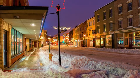 St. John's, Newfoundland, Canada - January 2020: A major snowstorm hit St. John's dumping a record amount of snow on the city. The streets have been cleared but the city is under a state of emergency.; Shutterstock ID 1621390024