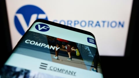Stuttgart, Germany - 01-28-2022: Smartphone with website of American apparel company VF Corporation on screen in front of business logo. Focus on top-left of phone display. Unmodified photo.; Shutterstock ID 2119351469