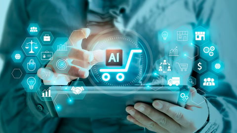 Marketing concept with artificial intelligence, new market research paradigms, business development system with ai. Modern digital technology to sell with AI.; Shutterstock ID 2418933683