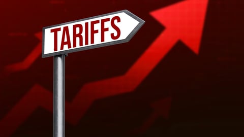 Tariffs increasing concept with Red graph in the backdrop of a signboard.; Shutterstock ID 2551058425