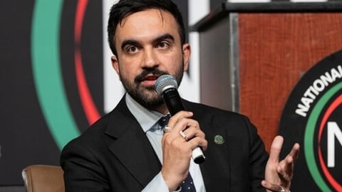 New York, NY - April 3, 2025: Assemblymember Zohran Mamdani speaks at the city mayoral candidates forum held by Reverend Al Sharpton at 2025 annual NAN Convention at Sheraton Times Square; Shutterstock ID 2607633605