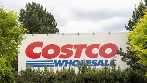 Clackamas, OR, USA - June 6, 2022: Costco sign is seen at its store in Clackamas, Oregon. Costco Wholesale Corporation operates a chain of membership-only big-box warehouse club retail stores.; Shutterstock ID 2628196205