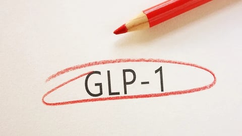 GLP-1 text circled in red pencil on textured paper                               ; Shutterstock ID 2630271615