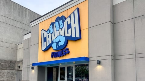 Richmond, VA, USA - August 19, 2025: Exterior of Crunch Fitness gym showing entrance and sign, located at Chesterfield Towne Center shopping mall ; Shutterstock ID 2667737695