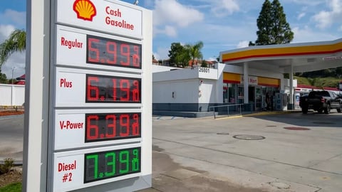 Saugus, Santa Clarita, California. 2026 April 2. Shell gas station sign and price of gasoline and diesel fuel. High gas prices; Shutterstock ID 2762136821