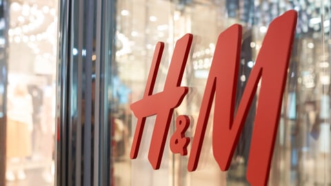 NEW YORK - CIRCA MARCH 2016: close up shot of  H&M logo. H & M Hennes & Mauritz AB is a Swedish multinational retail-clothing company, known for its fast-fashion clothing; Shutterstock ID 444910246