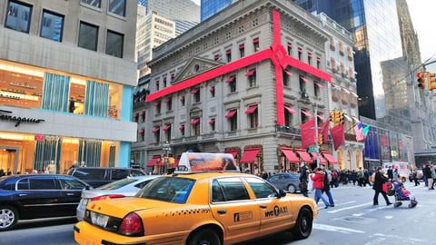 NEW YORK CITY, NY - DEC 30: Yellow taxi on Fifth Avenue on December 30, 2011 in New York City. With world class retail stores, it was ranked the world's most expensive retail spaces by Forbes in 1998; Shutterstock ID 96513934