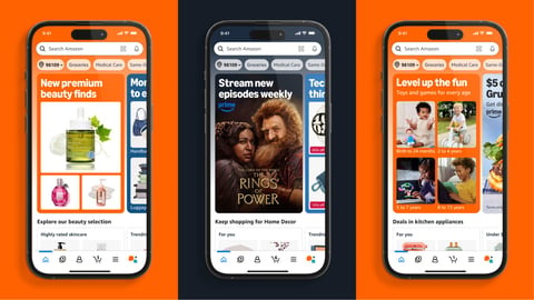 Amazon shopping app screens