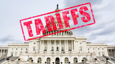 Tariff stamp effect on United States Capitol Building; Shutterstock ID 1064582924