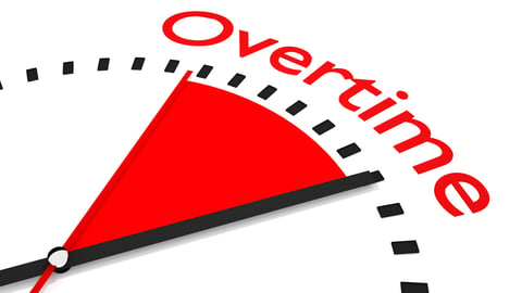 clock with red seconds hand area overtime; Shutterstock ID 312512738