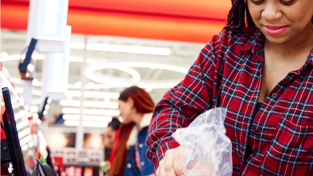 Target combines traditional checkout lanes with express self-checkouts