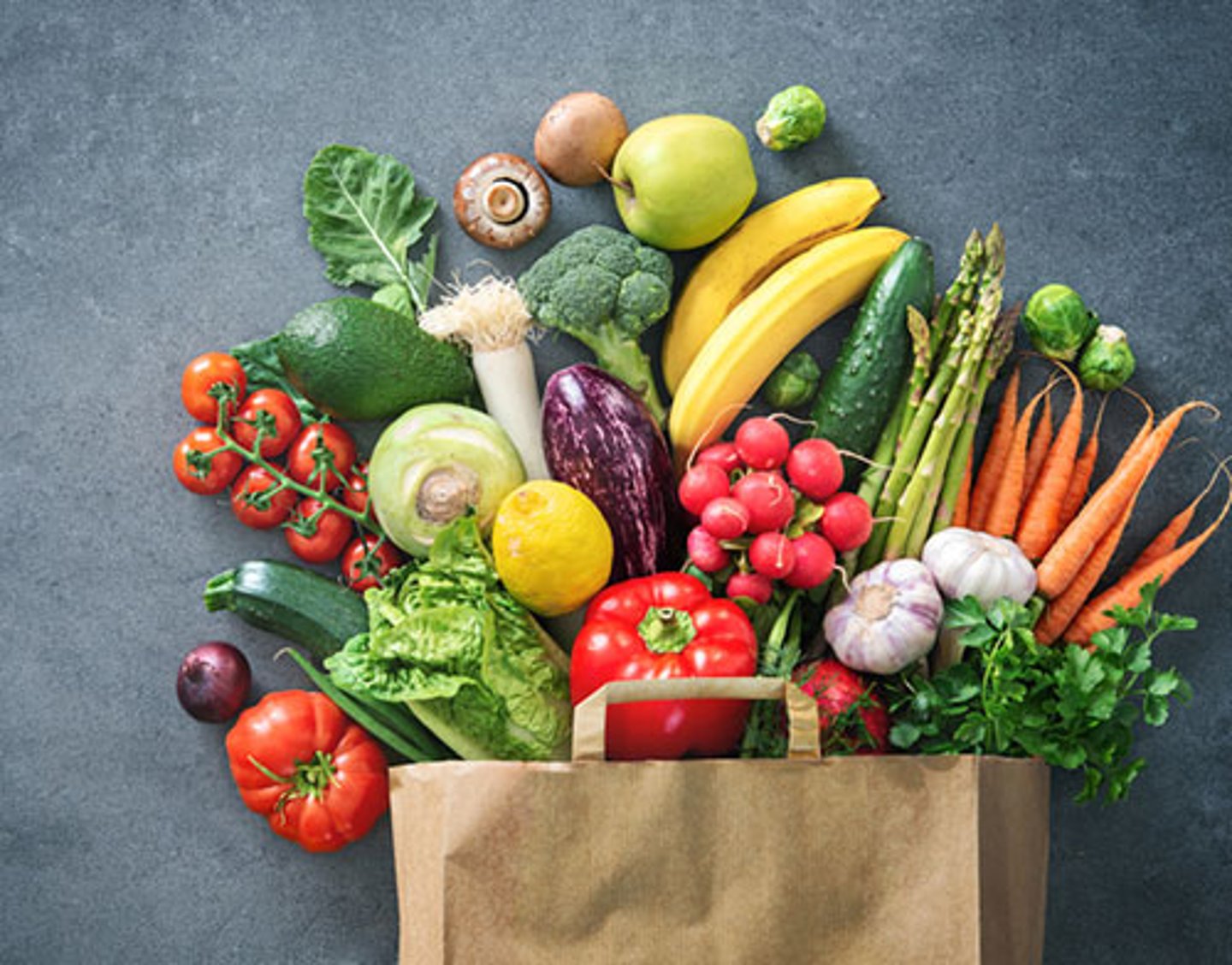 fresh produce in shopping bag