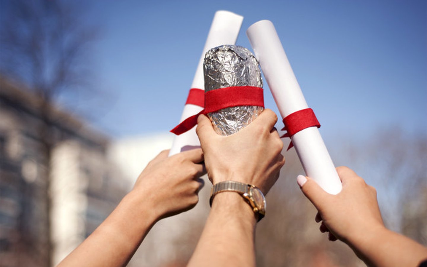 hands holding diplomas