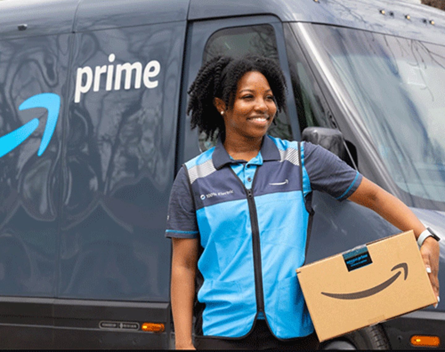 Amazon delivery person with van