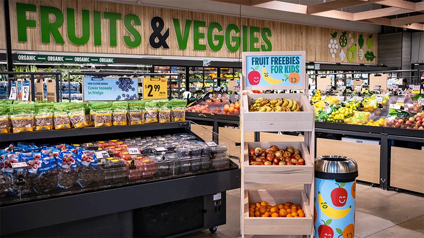 Inside Amazon Fresh’s redesigned store in Chicago.