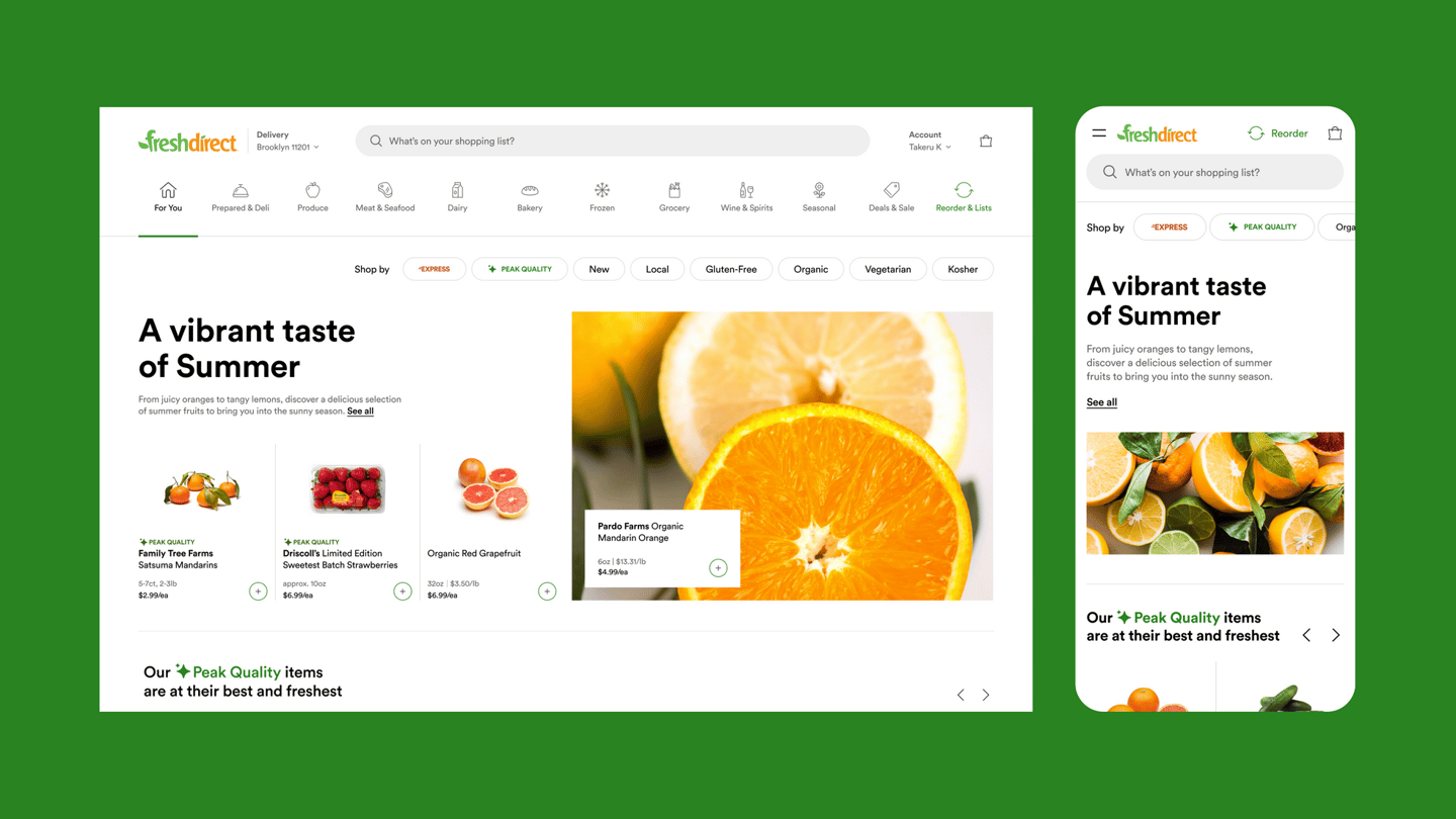 FreshDirect website