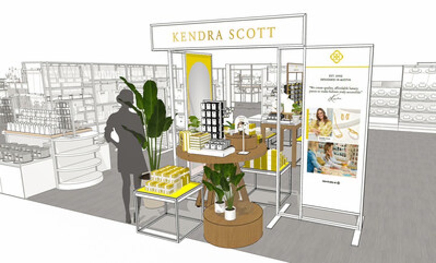 Rendering of a Kendra Scott at Target in-store display.