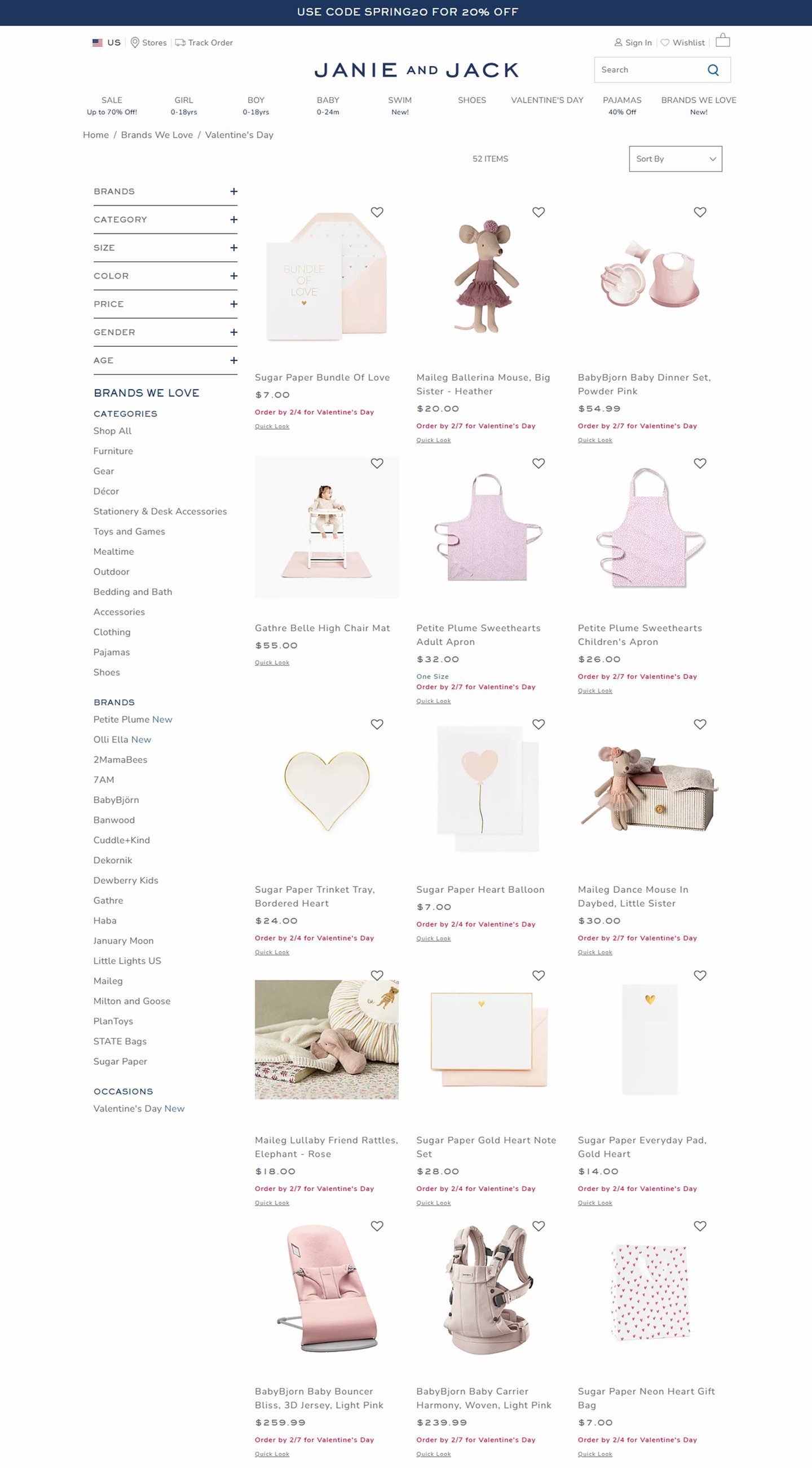 Janie and Jack digital marketplace