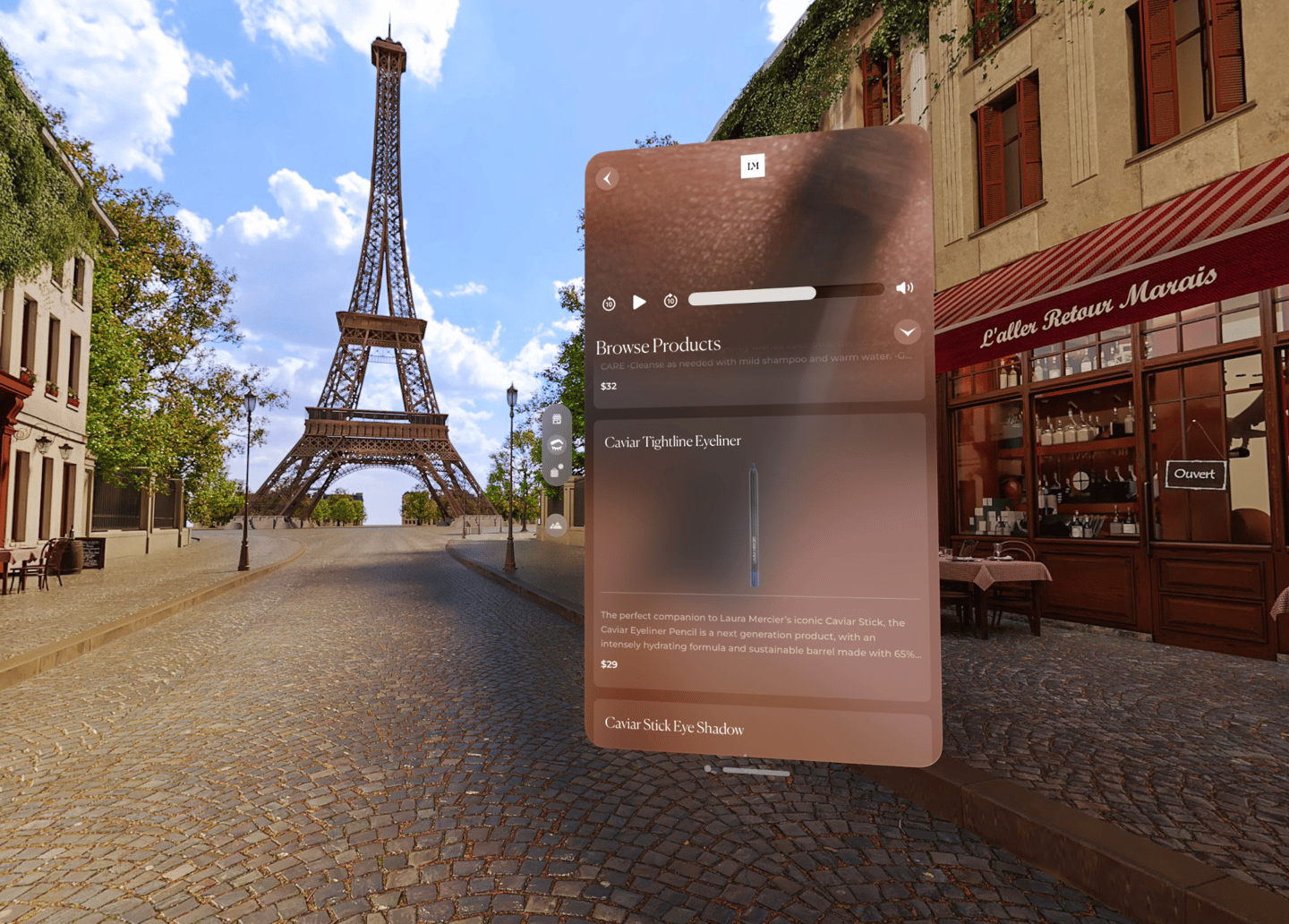Laura Mercier Cosmetics Apple Vision Pro app.