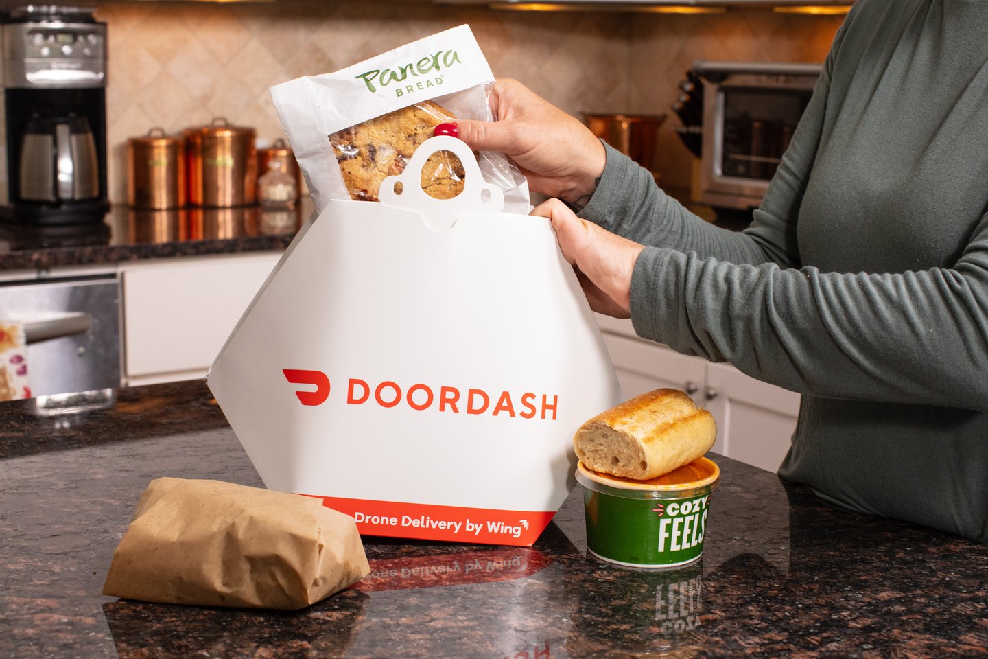 DoorDash drone delivery unboxing