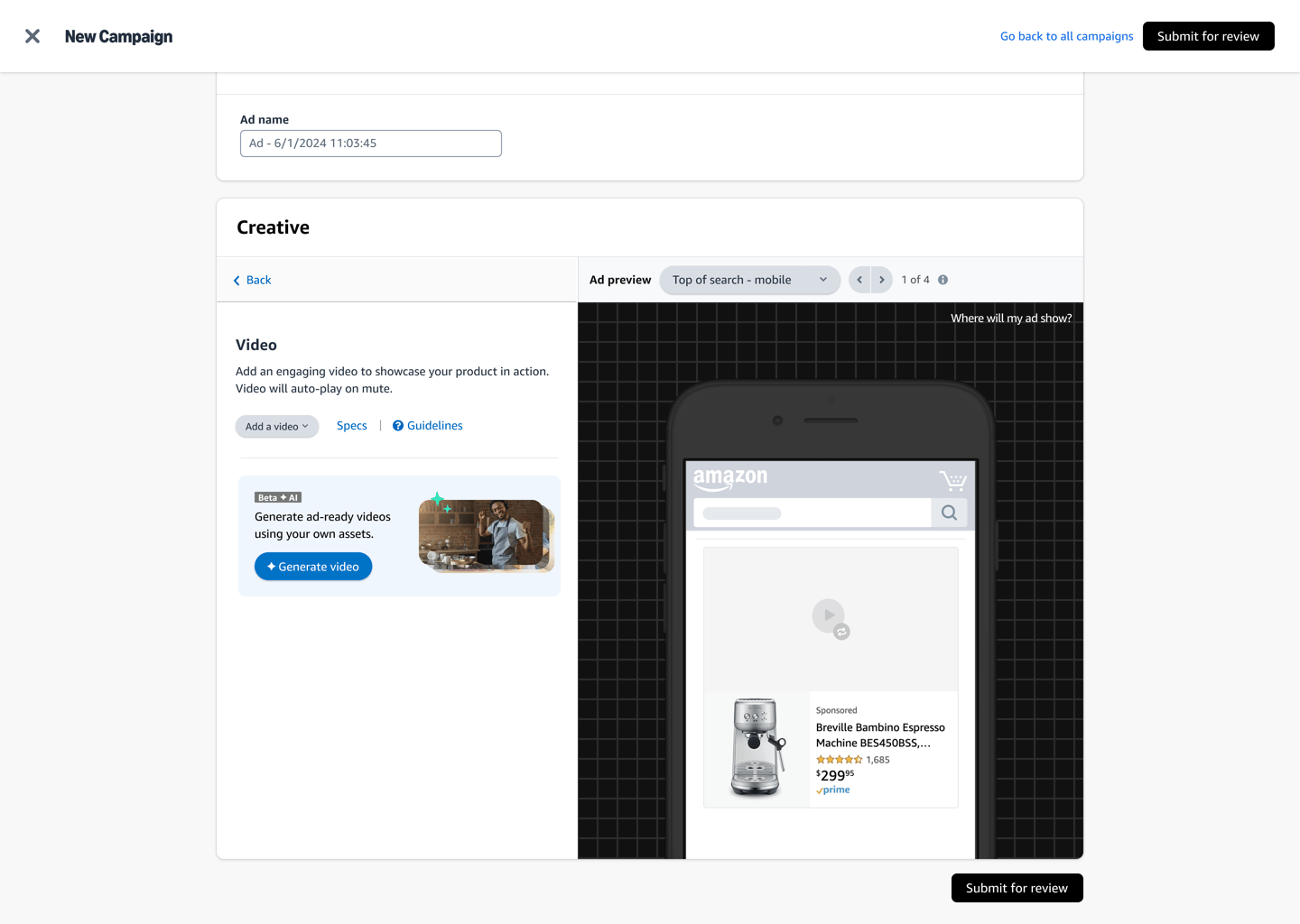 Amazon Ads video generator