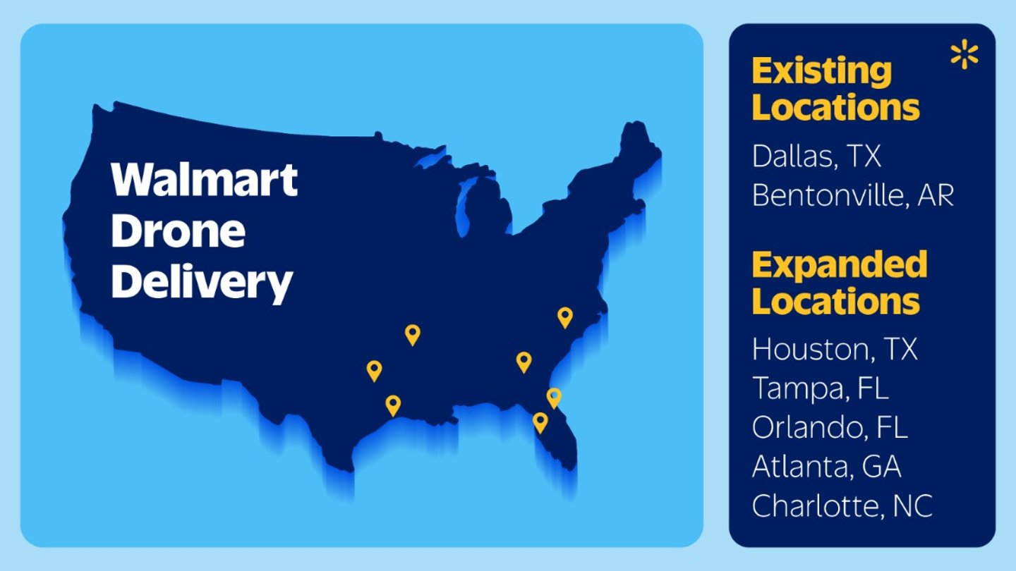 Walmart drone delivery map
