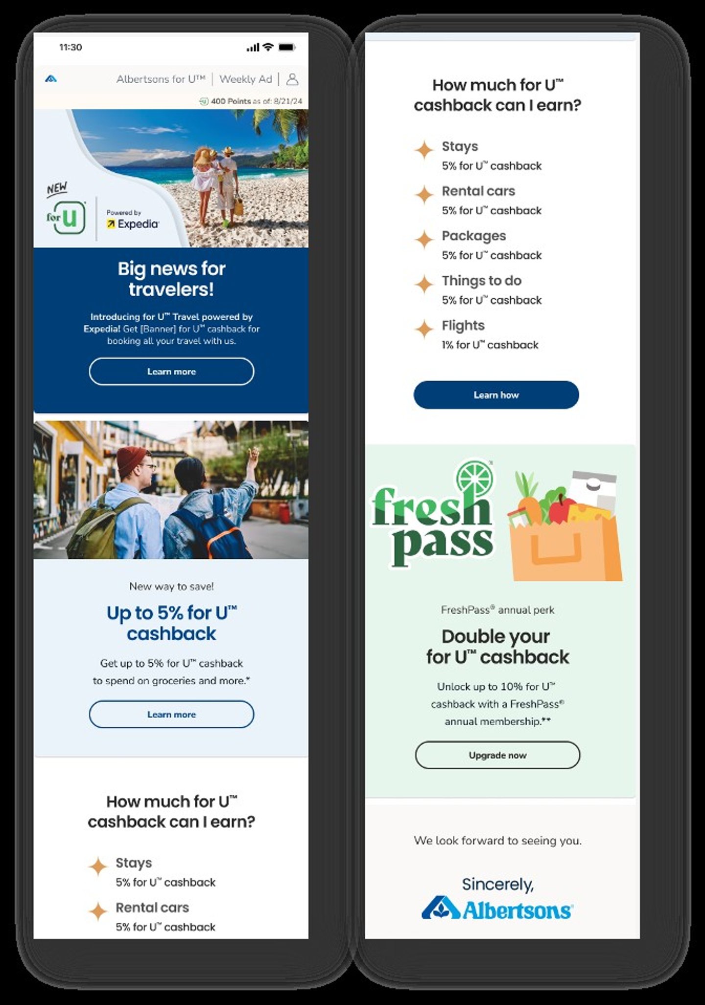 Albertsons u for Travel email.