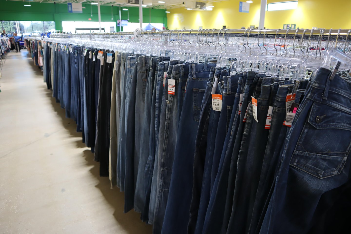 Pants with price tags