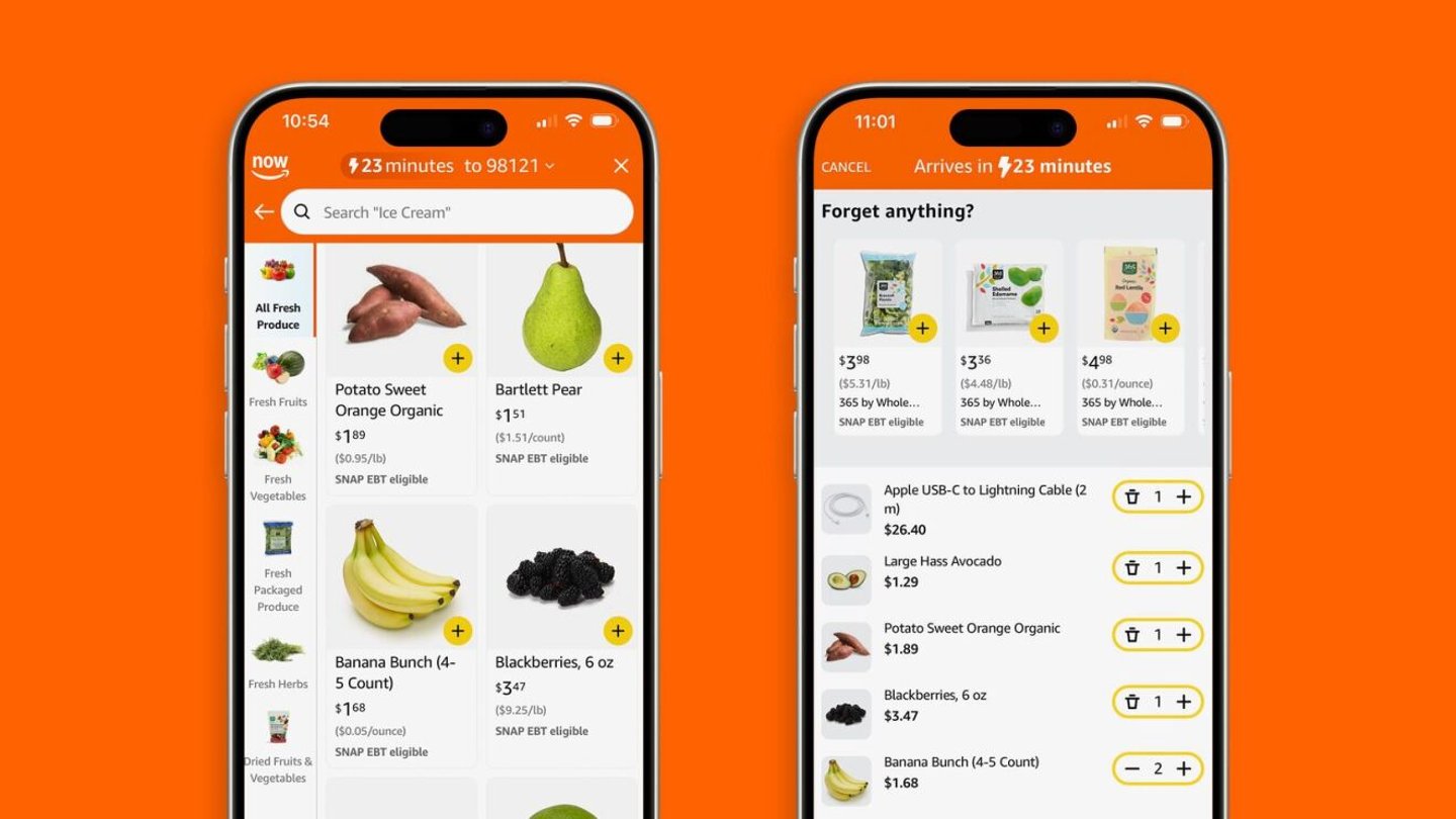 Amazon Now app screens