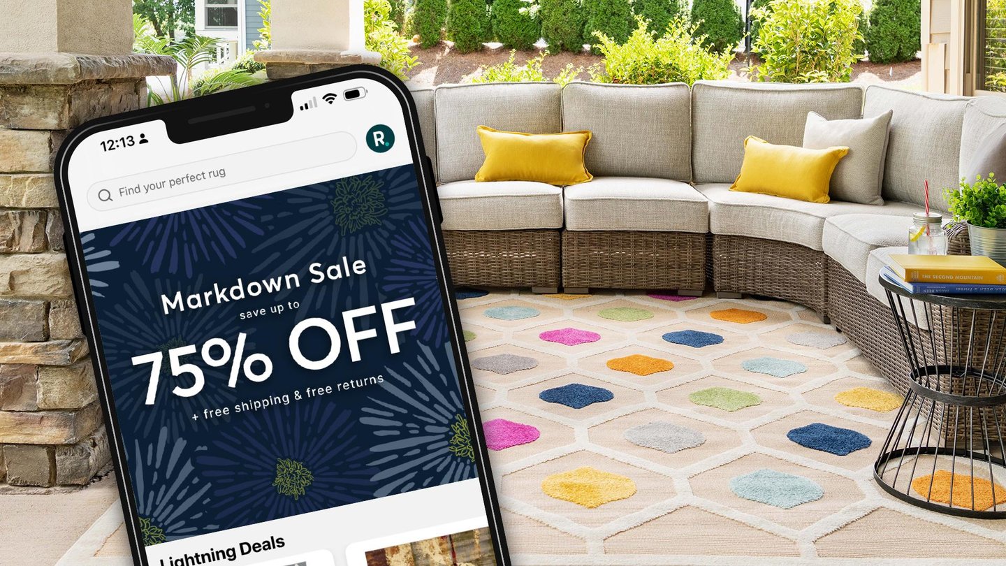 Rugs.com app screen