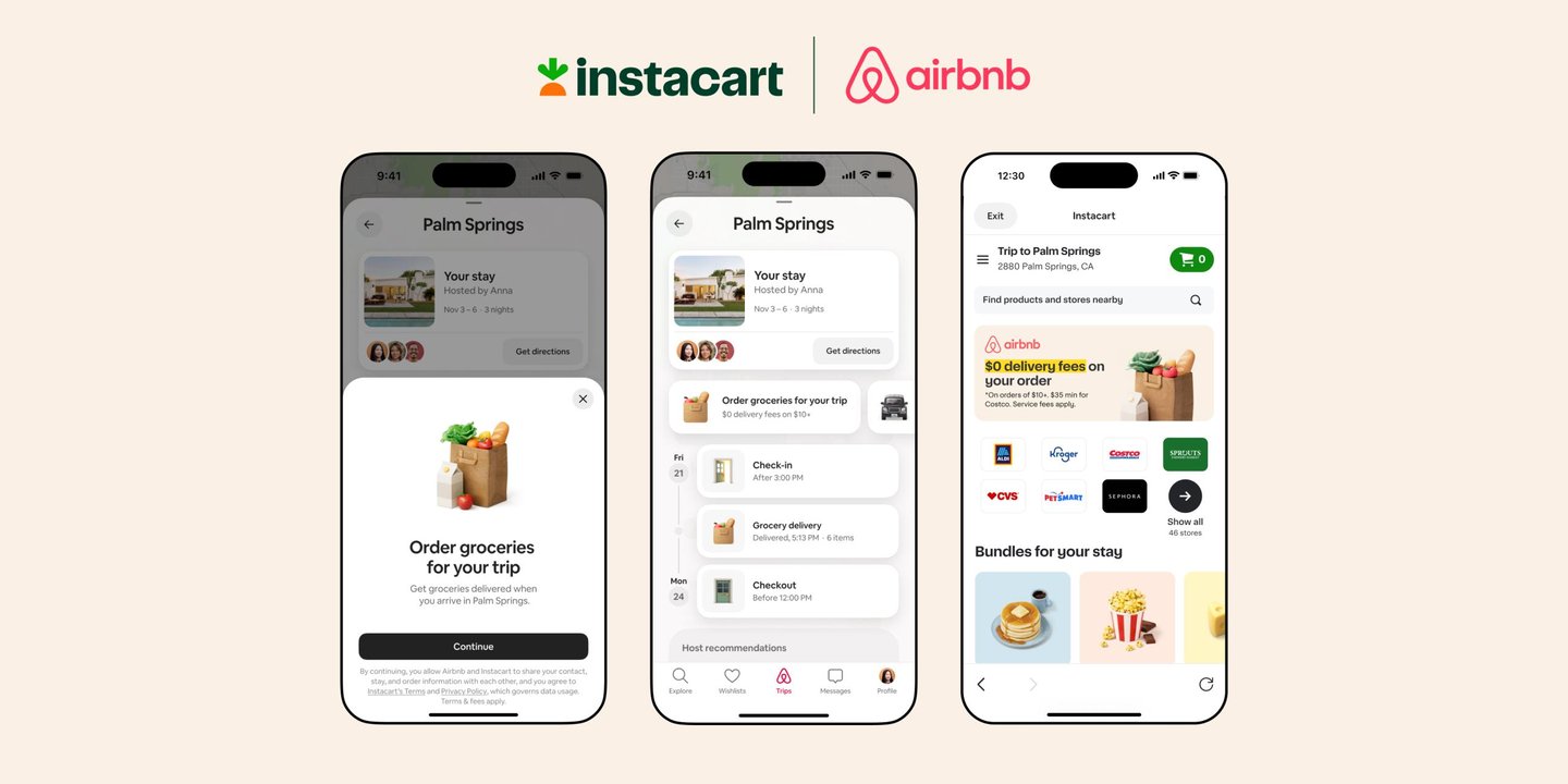 Instacart Airbnb app screens